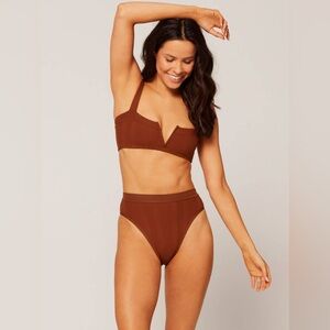 L*SPACE RIBBED BIKINI SET IN TOBACCO